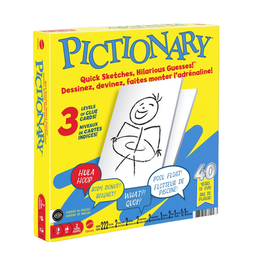 Family board game Pictionary, classic edition with colorful design, for all ages, creative drawing fun