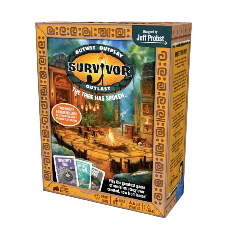 Board game Survivor: the Game, strategy-based family fun, 4-8 players, ages 12+, colorful design