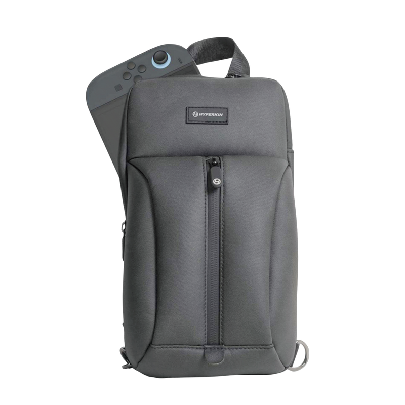 New Hyperkin Bolt Sling Bag for Switch 2, compact black nylon, adjustable strap, waterproof, gaming accessory