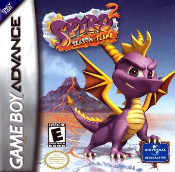 Spyro 2 Season Of Flame GBA game cartridge, vintage platform adventure for Game Boy Advance, colorful artwork