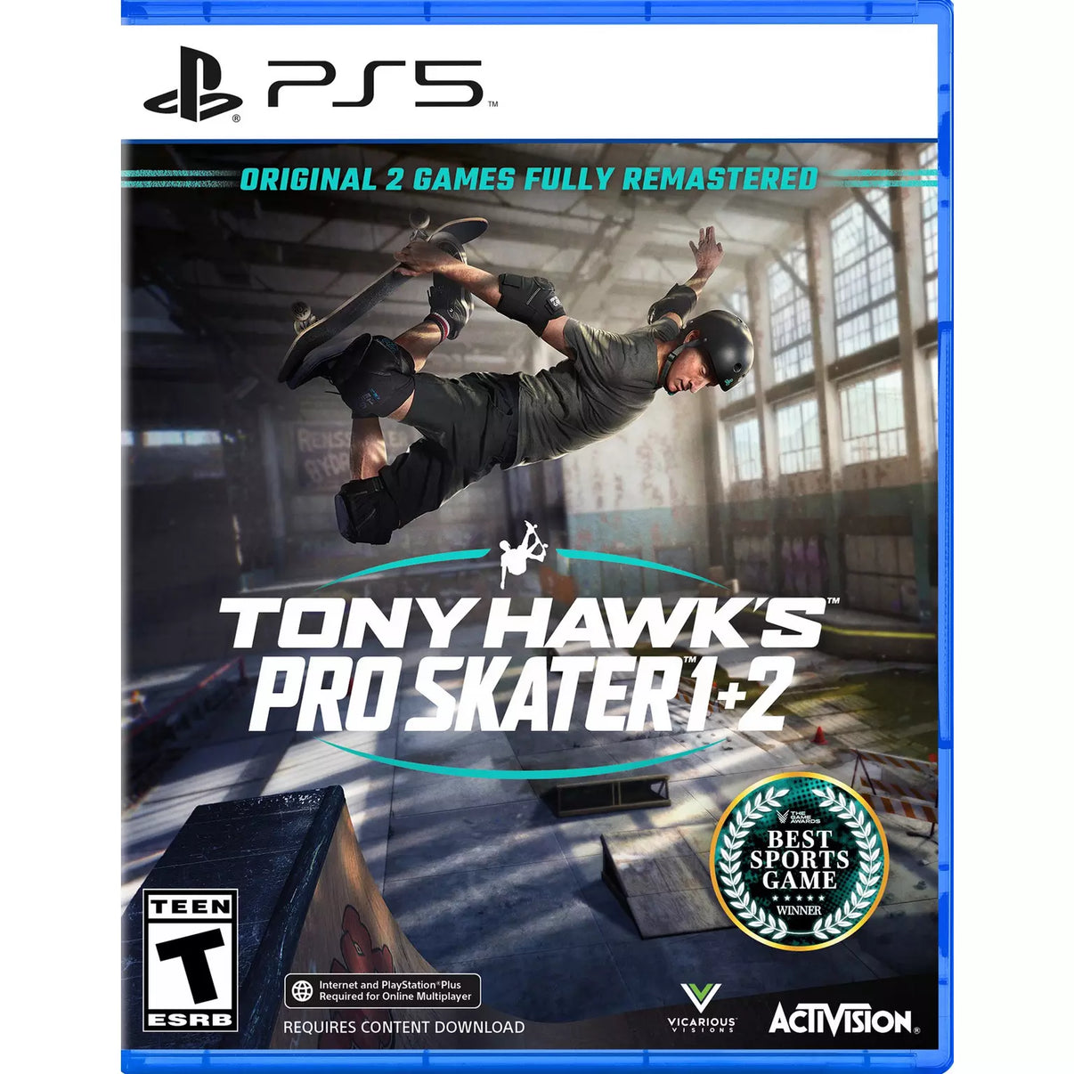 Tony Hawk's Pro Skater 1+2 PS5 game, remastered skateboarding hit for next-gen console, vibrant graphics
