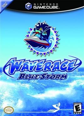 WaveRace Bluestorm GameCube, vibrant blue cover art featuring jet ski action, classic racing game