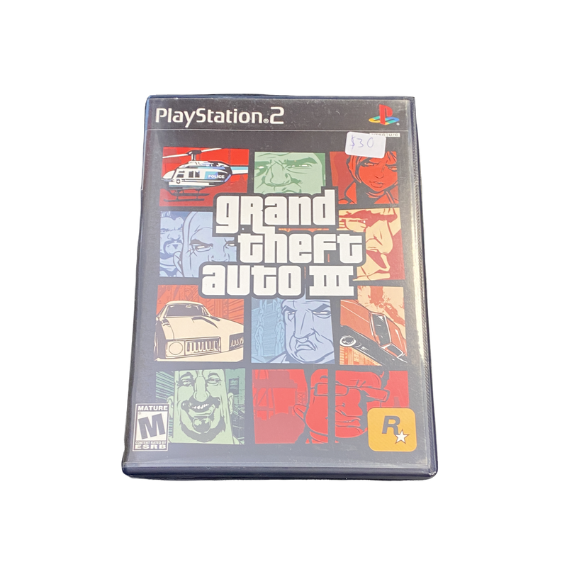 Grand Theft Auto III PS2 classic action-adventure game, iconic cityscape cover art, for PlayStation 2 enthusiasts