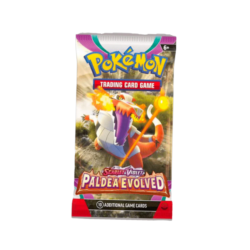 New Paldea Evolved Booster Pack featuring exclusive Pokémon cards, sealed collector's item