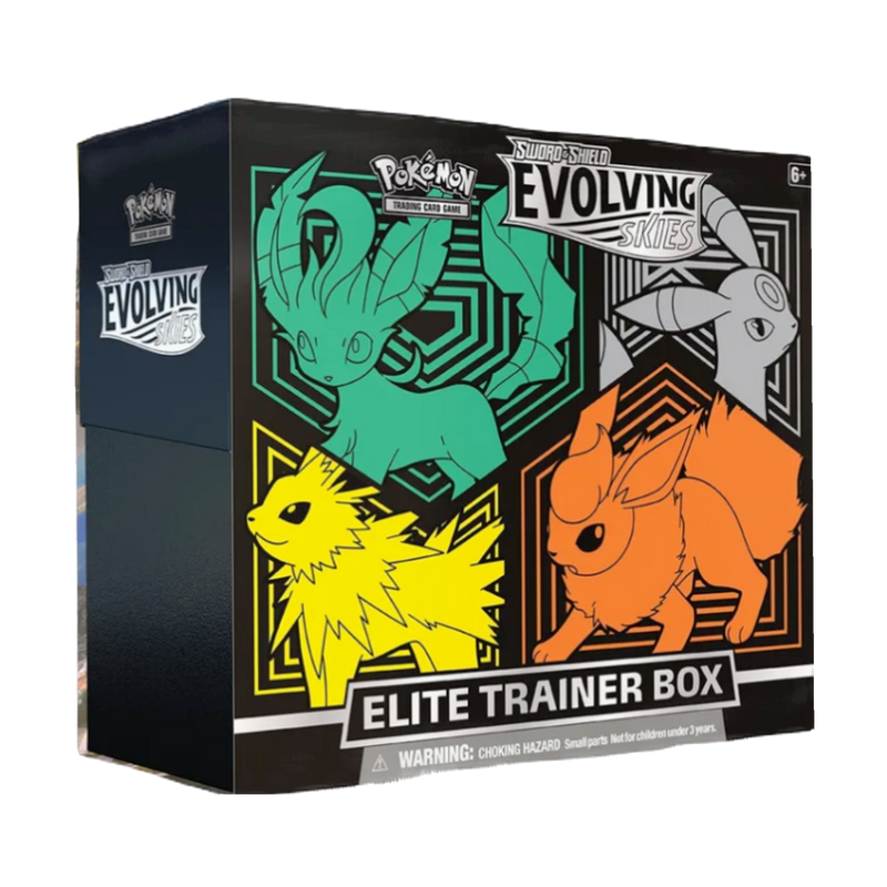 Buy new Evolving Skies Elite Trainer Box Pokemon TCG, featuring rare dragon-type cards, for collectors and gamers.