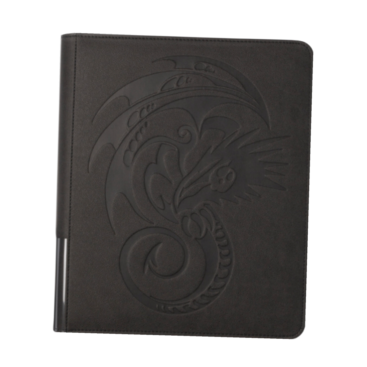 Black Dragon Shield Zipster Binder with 4-pocket card sleeves for game enthusiasts, durable and portable design