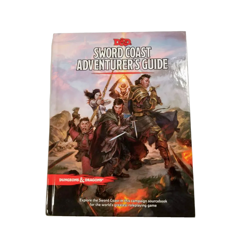 D&D Sword Coast Adventurer’s Guide 5th Edition hardcover, fantasy role-playing game guidebook