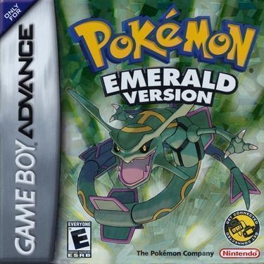 Pokemon Emerald GBA game cartridge, classic RPG for Game Boy Advance, vibrant green label