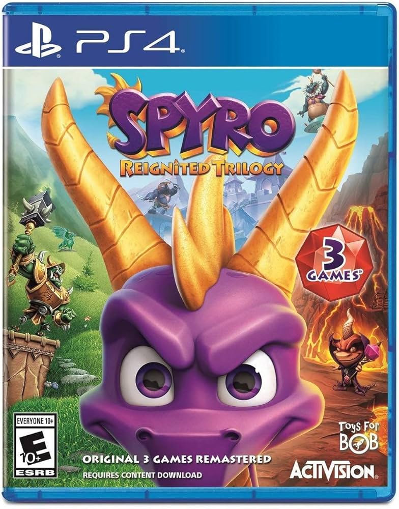 Spyro Reignited Trilogy PS4 game, vibrant HD graphics, adventure platform genre, family-friendly entertainment