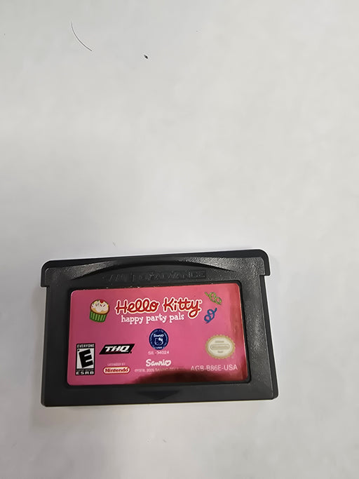 Hello Kitty Happy Party Pals GBA game, vibrant pink cartridge, family-friendly party game for kids