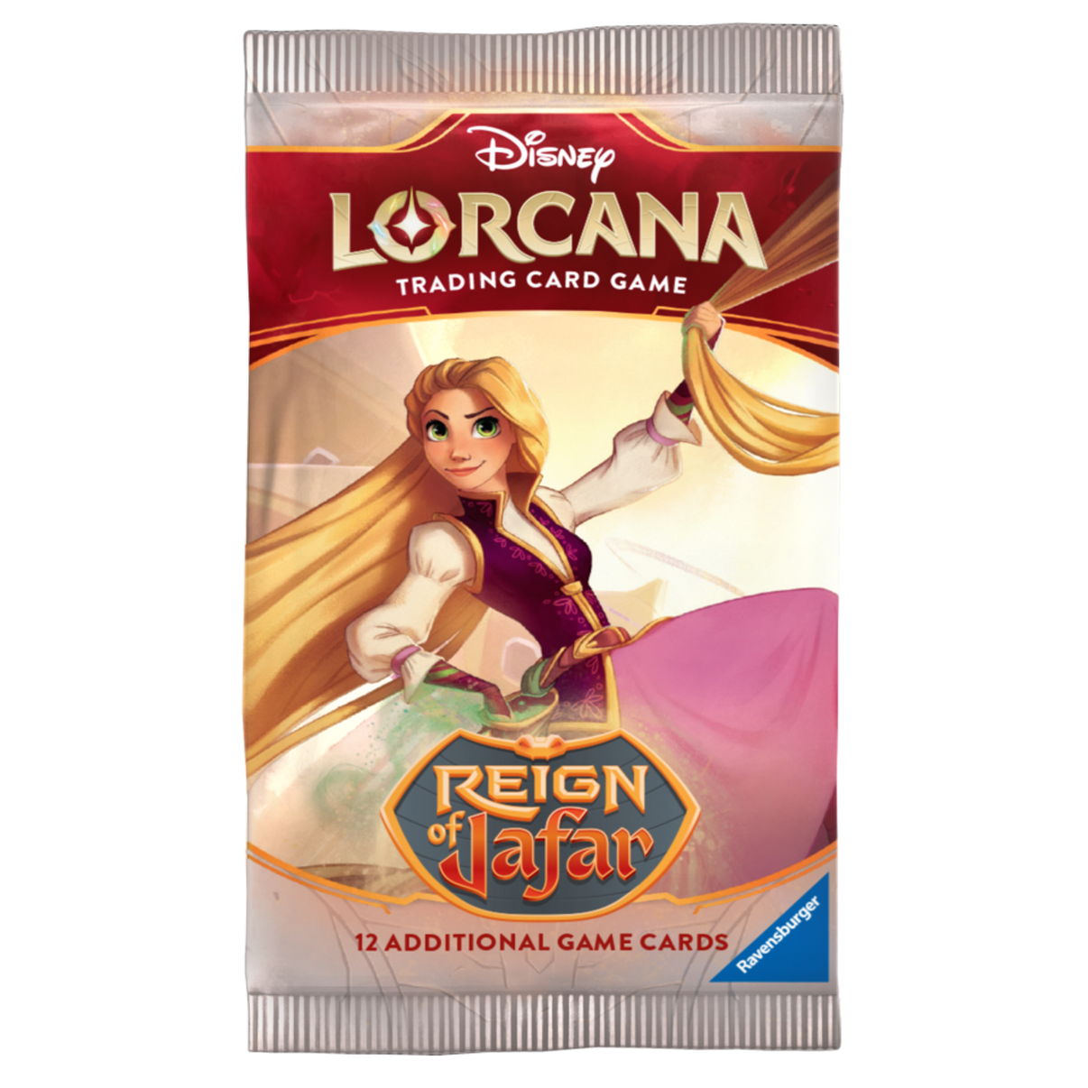 Lorcana Reign Of Jafar Booster Pack, new collectible card game, vibrant artwork, sealed package
