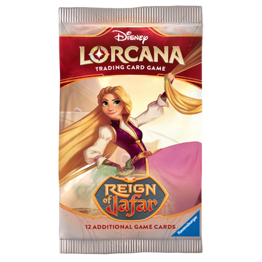 Lorcana Reign Of Jafar Booster Pack, new collectible card game, vibrant artwork, sealed package