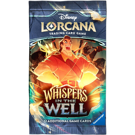 New Lorcana Whispers In The Well Booster Pack featuring exclusive cards, fantasy artwork, and collectible rarities
