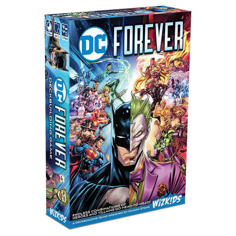 New DC Forever Boardgame featuring iconic superheroes, strategy gameplay, for ages 12+, in full-color box