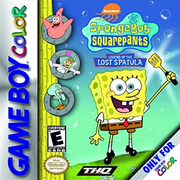 Spongebob Squarepants Legend of the Lost Spatula GBC game cartridge, vibrant yellow, vintage collectible for fans