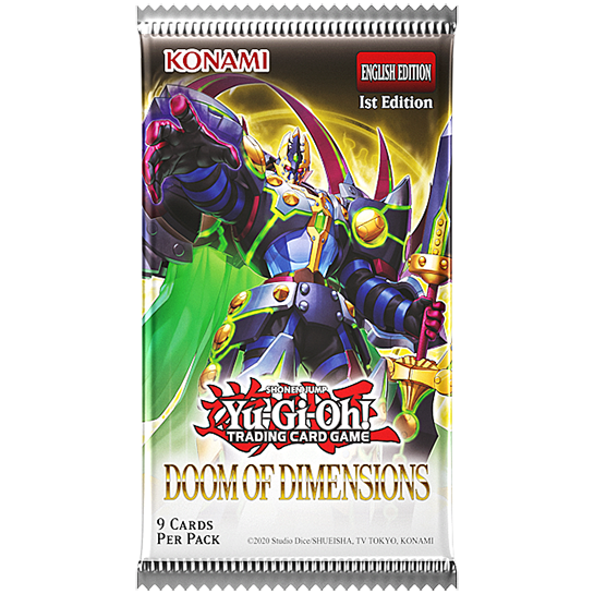 New Yugioh Doom Of Dimension Booster Pack, collectible card game, sealed pack