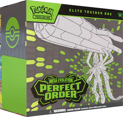 Perfect Order Elite Trainer Box for Pokemon (New) with promos, 8 booster packs, dice, coins, and card sleeves
