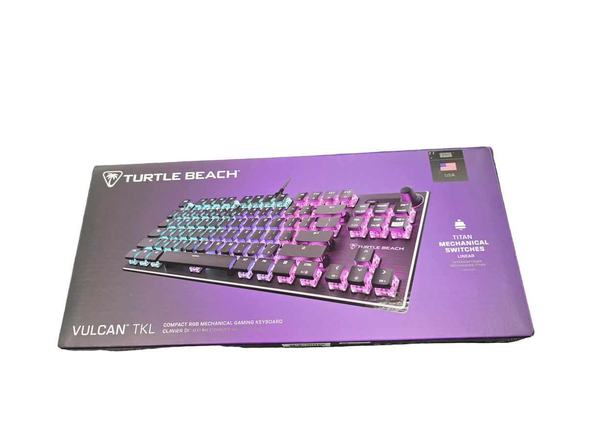 Vulcan TKL Gaming Keyboard by Turtle Beach, new condition, compact tenkeyless layout with RGB lighting and USB-C