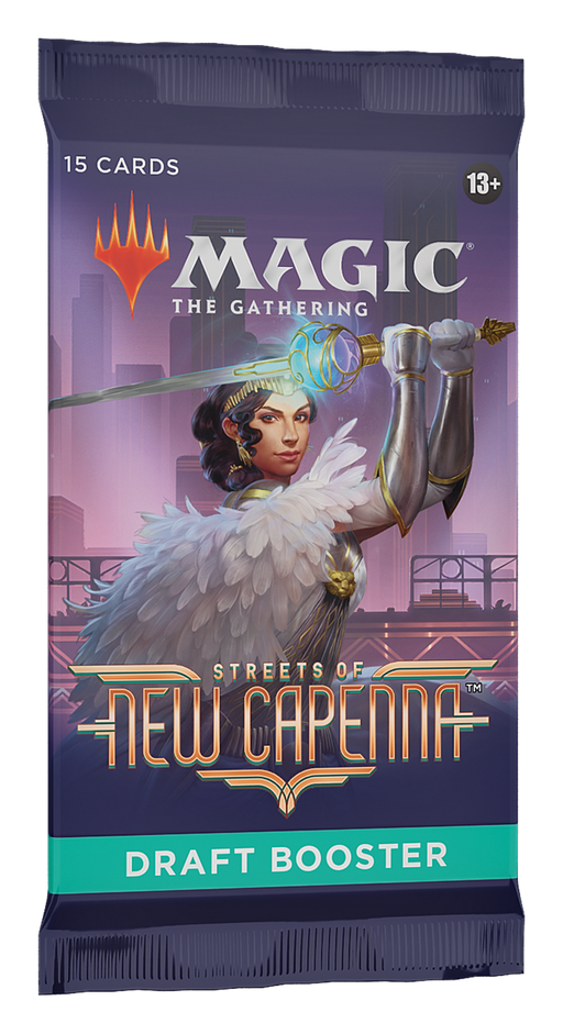 Magic the Gathering Streets Of New Capenna Draft Booster Pack, collectible card game pack, fantasy artwork