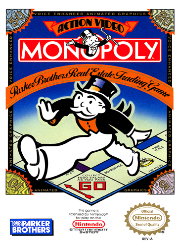 Vintage Monopoly NES VG game cartridge, classic family board game adaptation for Nintendo Entertainment System