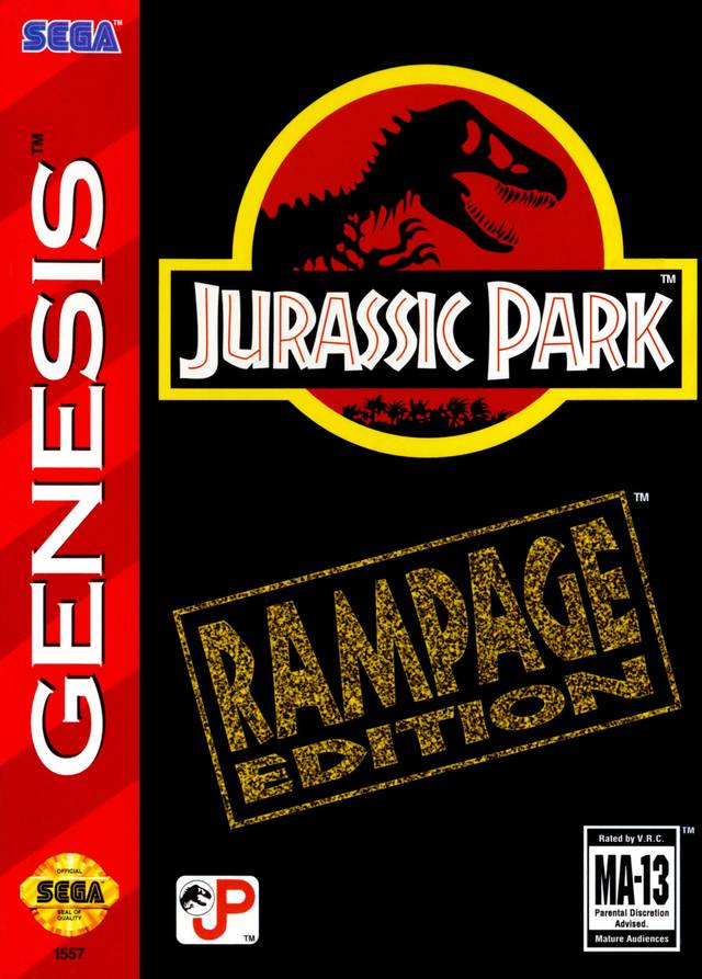 Jurassic Park Rampage Edition Sega Genesis vintage game cartridge, collectible 90s nostalgia, action-packed adventure