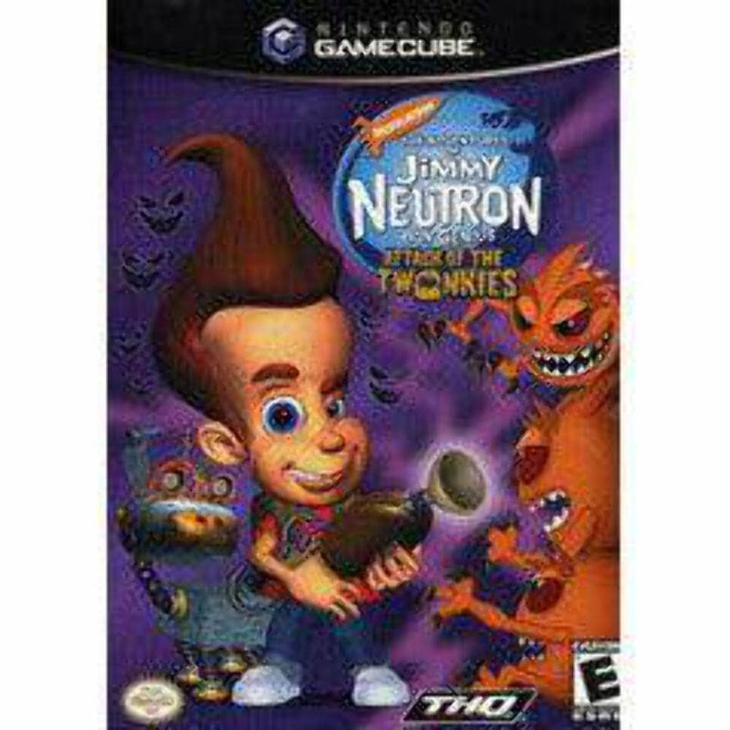 Gamecube game "The Adventures Of Jimmy Neutron Boy Genius: Attack Of The Twonkies" cover art featuring vibrant action scenes