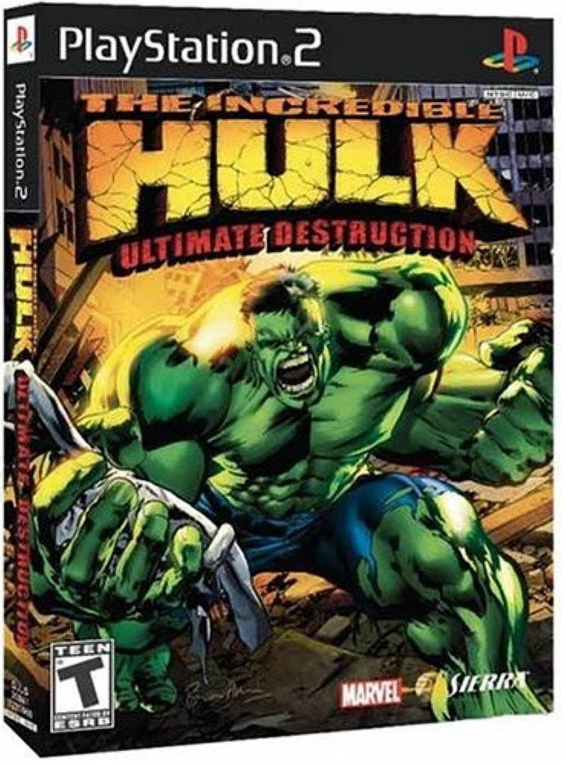 PS2 game "The Incredible Hulk: Ultimate Destruction" cover art, action-packed adventure for PlayStation 2 enthusiasts