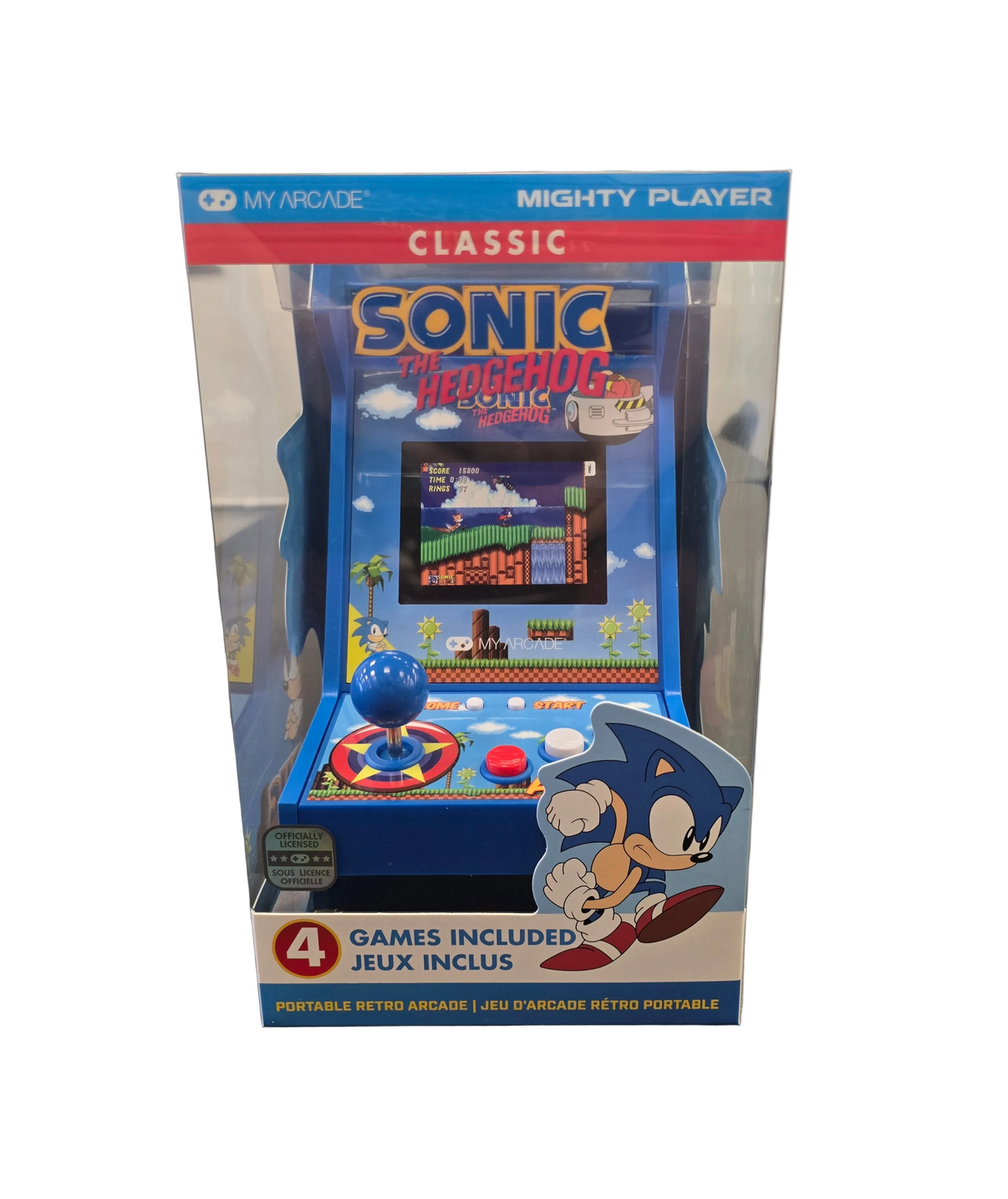 Mighty Player Classic Sonic The Hedgehog handheld console by My Arcade, new in box, retro 8-bit gaming system