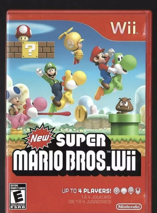 New Super Mario Bros Wii game for Nintendo Wii, family-friendly multiplayer platformer adventure