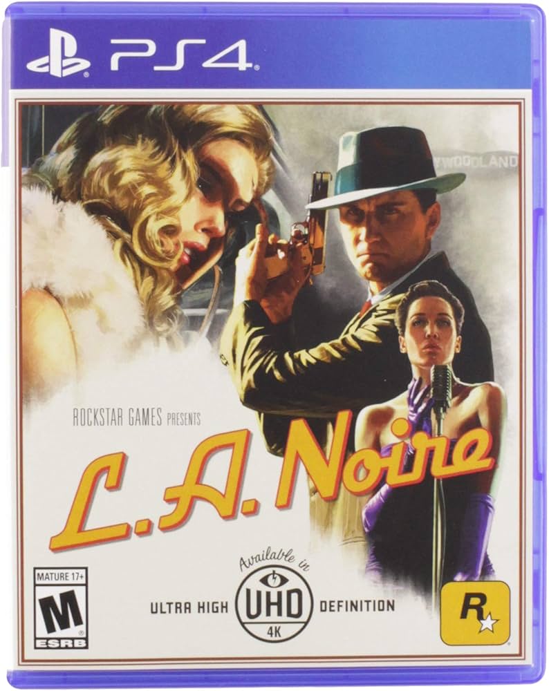 Buy L.A. Noire PS4 game, action-packed detective thriller, vivid graphics, immersive gameplay, 1940s Los Angeles setting