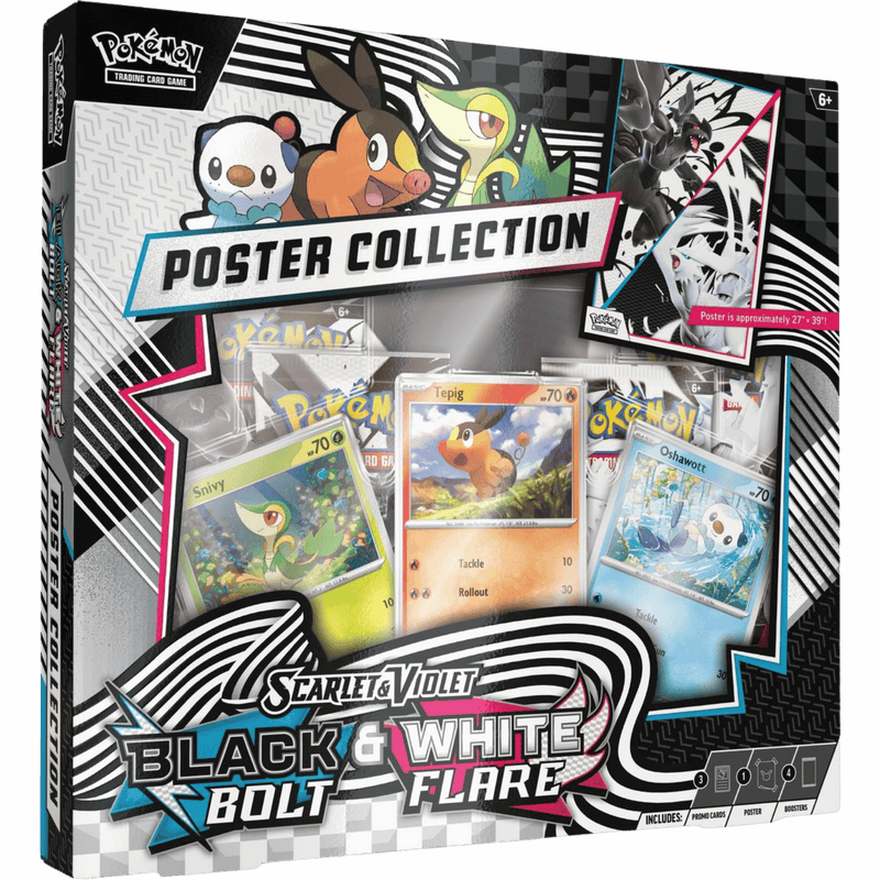New Pokemon Black Bolt/White Flare poster collection featuring vibrant artwork, perfect for game room decor.