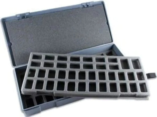 Chessex Figure Storage Box (80) in black, durable plastic for miniatures, secure snap closure, ideal for gamers