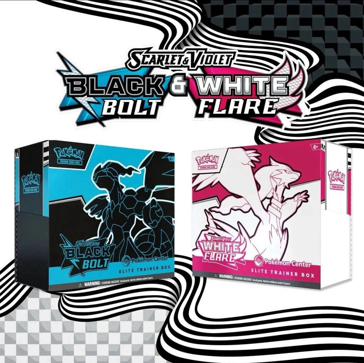 New Pokemon TCG Black Bolt/White Flare Elite Trainer Box, collectible card game, exclusive content
