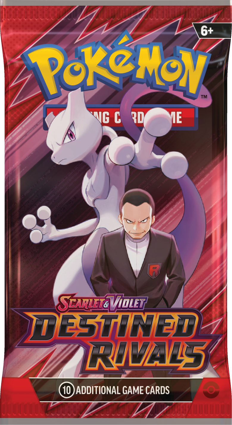 New Destined Rivals Booster Pack featuring rare collectible cards, sealed and unopened, perfect for collectors and gamers