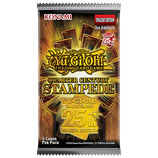 New Quarter Century Stampede Booster Pack Yugioh, sealed collectible card game pack, vibrant artwork edition