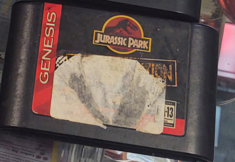 Jurassic Park Rampage Edition Sega Genesis vintage game cartridge, collectible 90s nostalgia