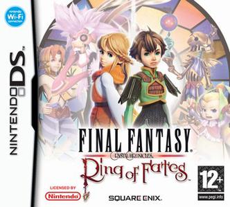 Final Fantasy Crystal Chronicles Ring of Fates DS game cover, fantasy RPG for Nintendo DS, vibrant artwork