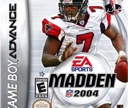 Madden 2004 for GBA - handheld football game with NFL teams, improved AI, fast action.