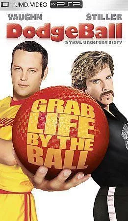 DodgeBall Movie PSP edition, action-packed comedy film for PlayStation Portable, vibrant cover art