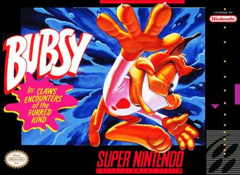 Bubsy In Claws Encounters Of The Furred Kind SNES game cartridge, vintage platformer, collectible condition