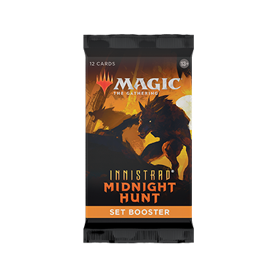 Buy new Innistrad Midnight Hunt Booster Pack for draft play, featuring rare cards & unique artwork, sealed pack.