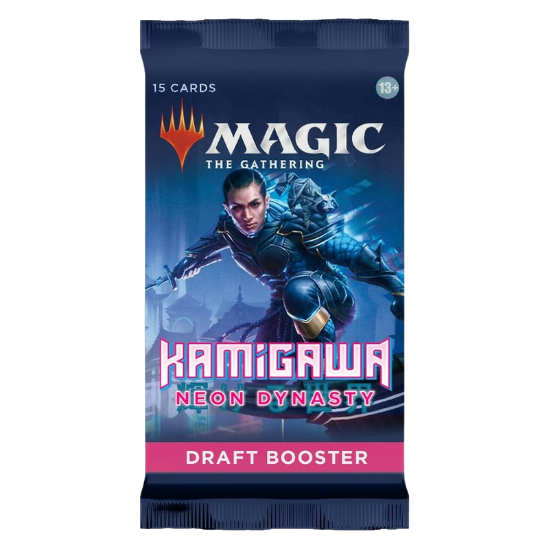 New Kamigawa Neon Dynasty Draft Booster Pack, sealed collectible card game pack, vibrant artwork edition