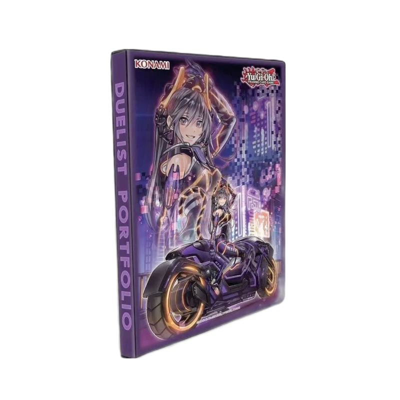 Konami Yugioh Binder in black leather, 9-pocket card holder for collectors and gamers, durable and stylish