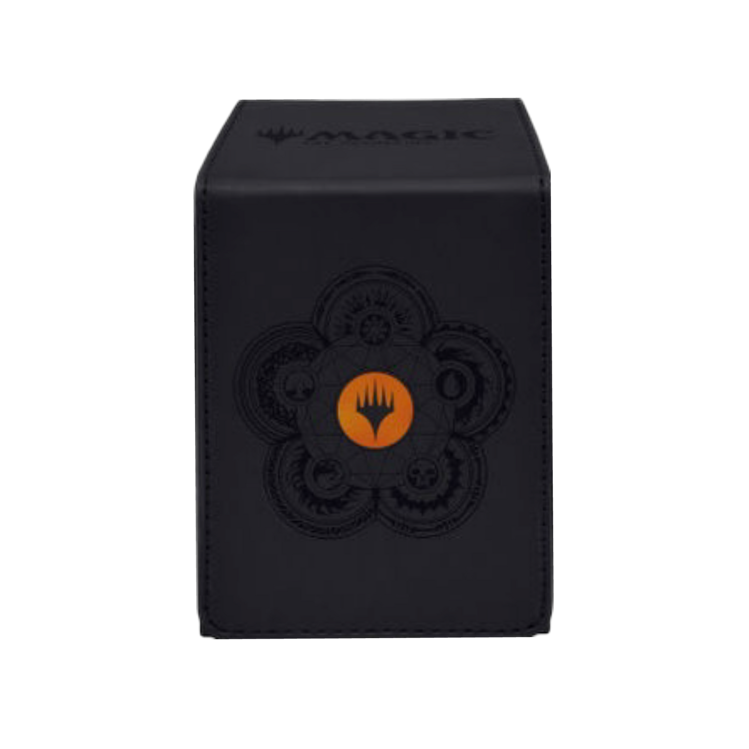 Black Official Alcove Flip 100 Card Deck Box, Leatherette Material, Secure Magnetic Closure for Card Gamers