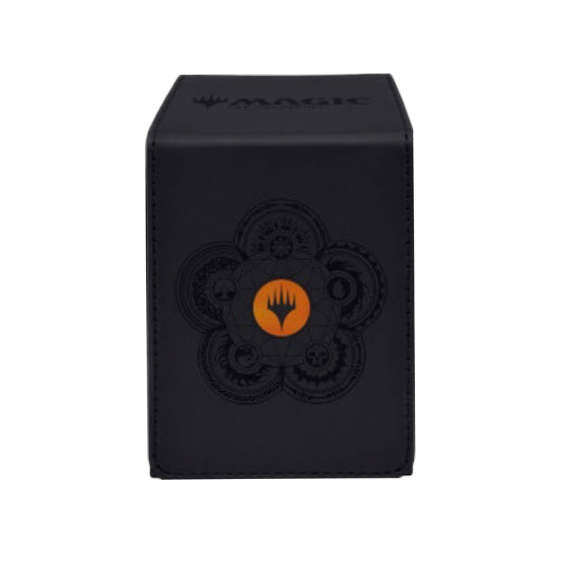 Black Official Alcove Flip 100 Card Deck Box, Leatherette Material, Secure Magnetic Closure for Card Gamers