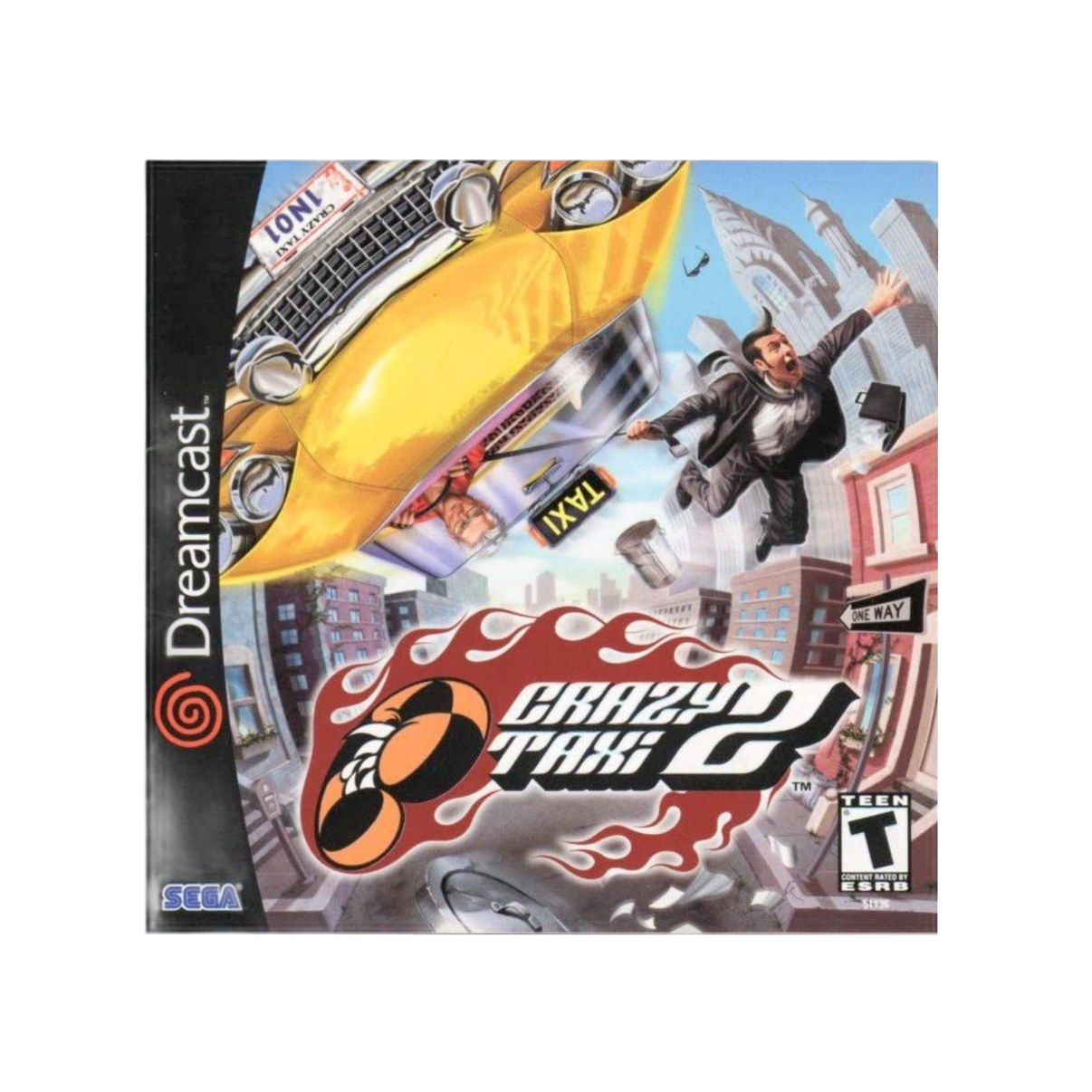 Crazy Taxi 2 for Dreamcast, vintage arcade-style racing game, vibrant graphics, fast-paced action, collectible item