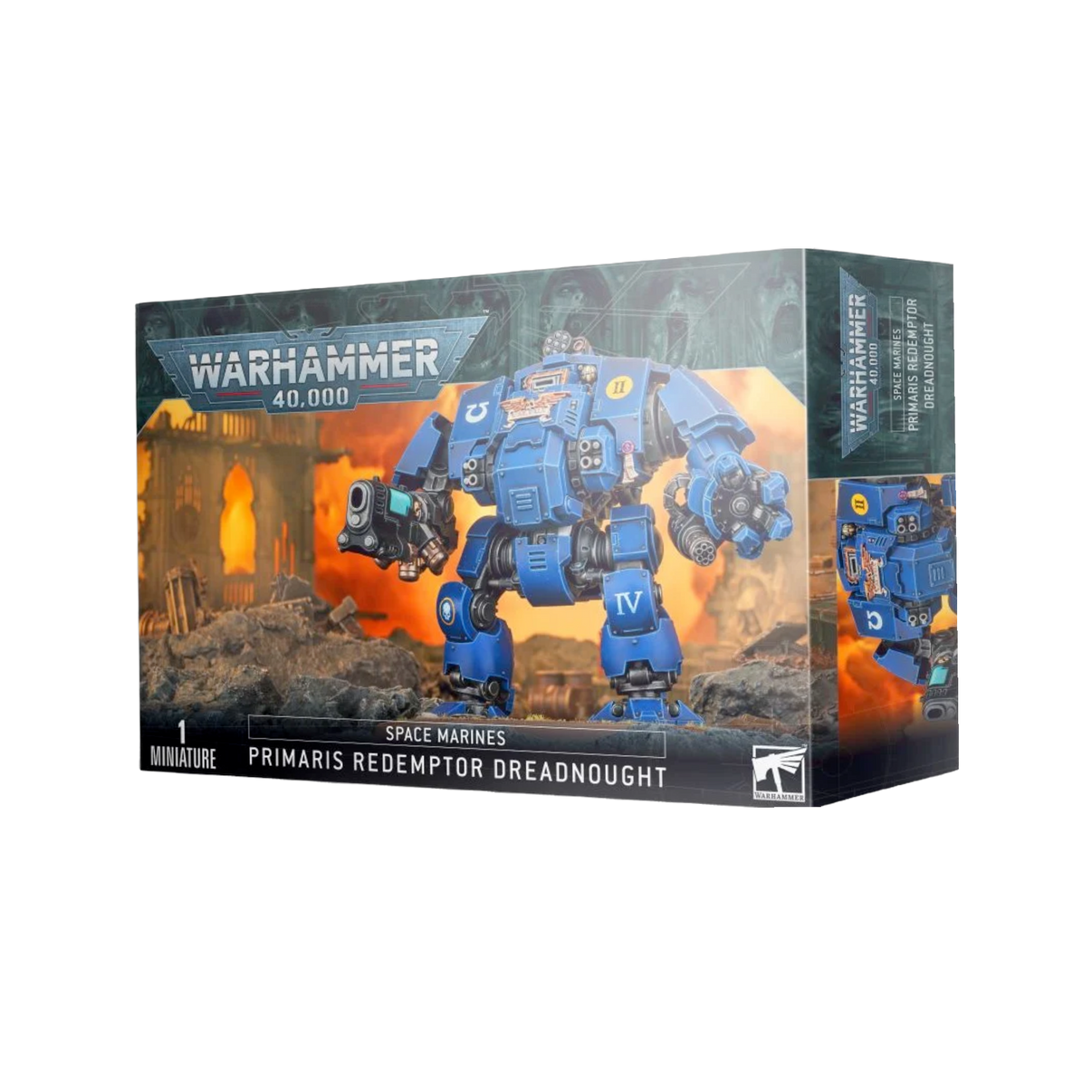 Warhammer 40k Primaris Redemptor Dreadnought model kit, highly detailed, multi-part plastic in grey, ready to assemble and...