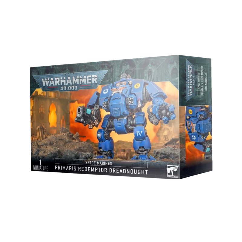 Warhammer 40k Primaris Redemptor Dreadnought model kit, highly detailed, multi-part plastic in grey, ready to assemble and...