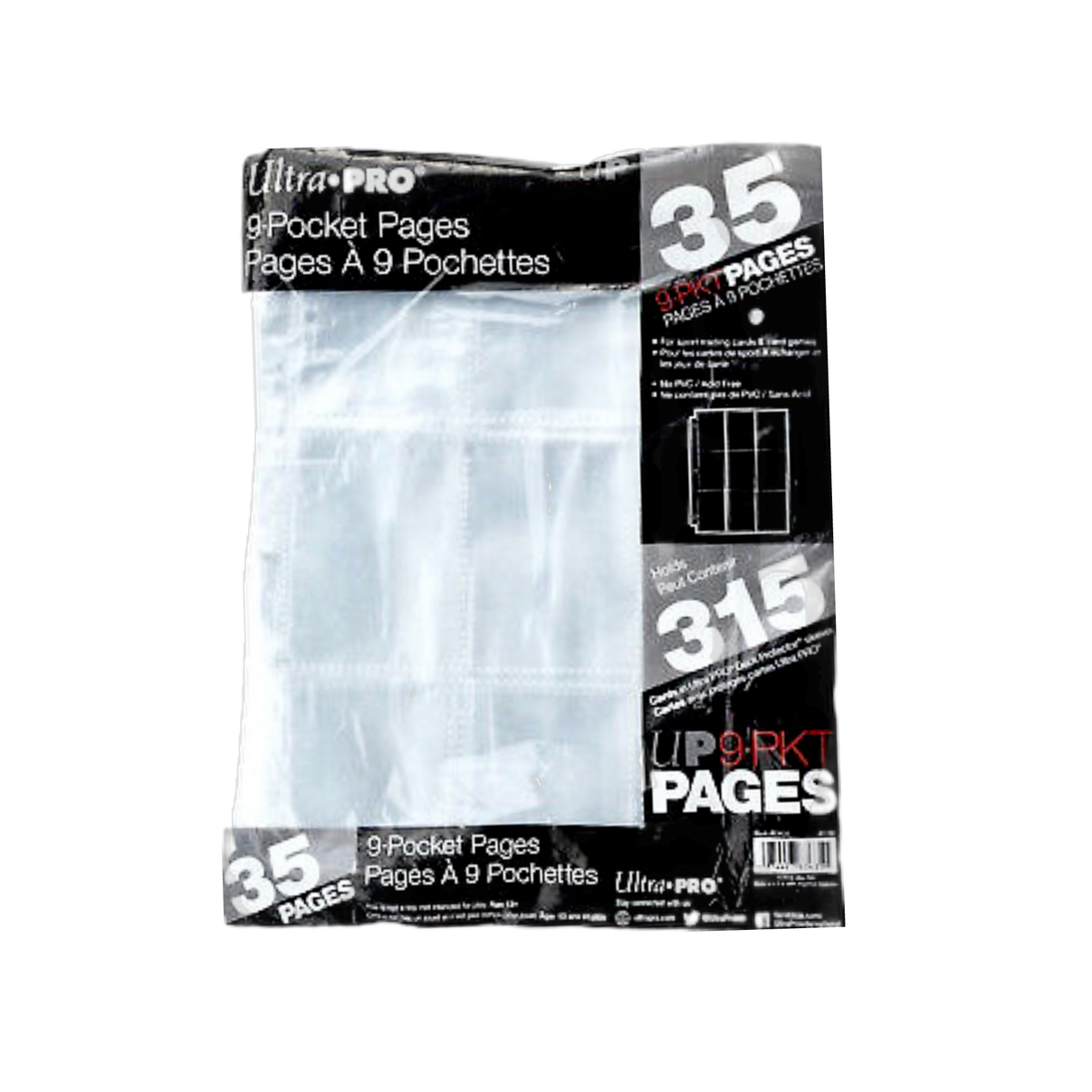 Ultra-Pro Pocket Pages 9-pocket trading card sleeves, clear, durable plastic, pack of 100 for collectors