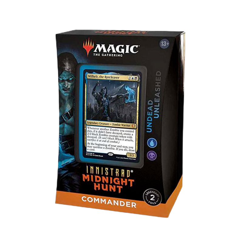Buy new Midnight Hunt Commander Deck MTG, featuring exclusive cards in a sleek black design, perfect for collectors and pl...